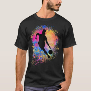 Black Womens Rainbow Basketball Silhouette African T-Shirt