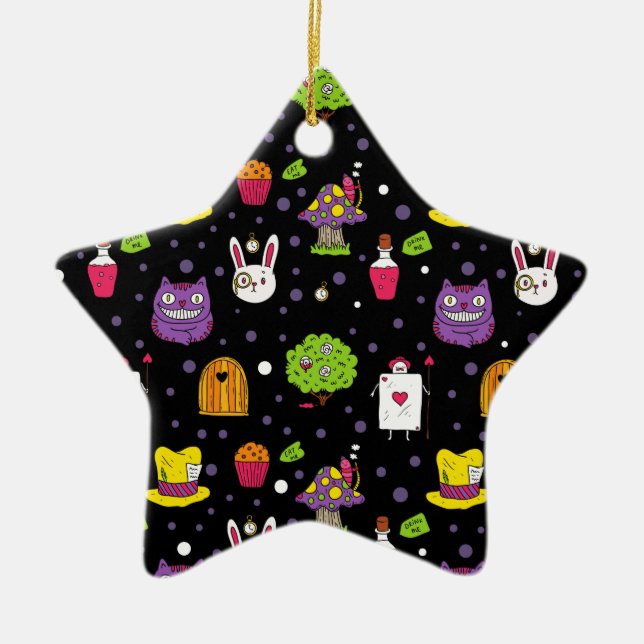 black Wonderland Ceramic Tree Decoration (Front)