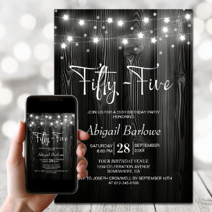 Black Wood 55th Birthday Party Invitation