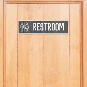 Black Wood All Gender Family Restroom Bathroom Door Sign