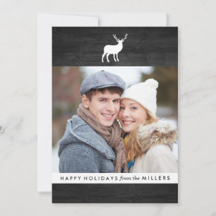 Black Wood and White Stag Holiday Photo Card