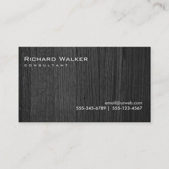 Black Wood Classic Professional Retro Cool Business Card (Front)