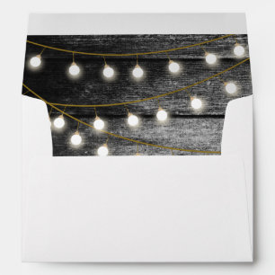 Black Wood Gold Lights 5x7 Wedding Invitation Envelope