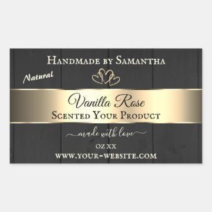Black Wood Grain Gold Decor Product Labels Hearts