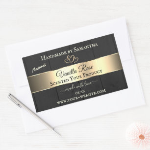 Black Wood Grain Gold Decor Product Labels Hearts