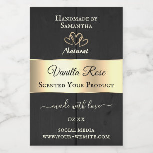Black Wood Grain Gold Decor Product Labels Hearts