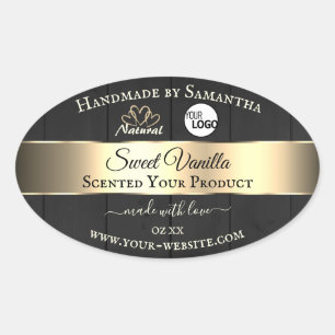 Black Wood Grain Gold Decor Product Labels Logo