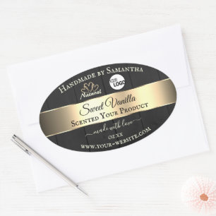 Black Wood Grain Gold Decor Product Labels Logo