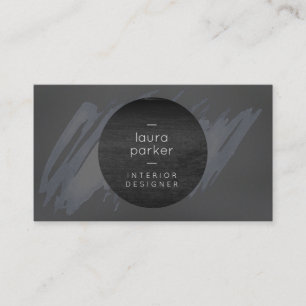 Black Wood Gray Watercolor Splatter Modern Business Card