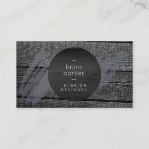 Black Wood Grey Watercolor Splatter  Modern Business Card