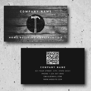 Black Wood Hammer Home Building Construction Business Card