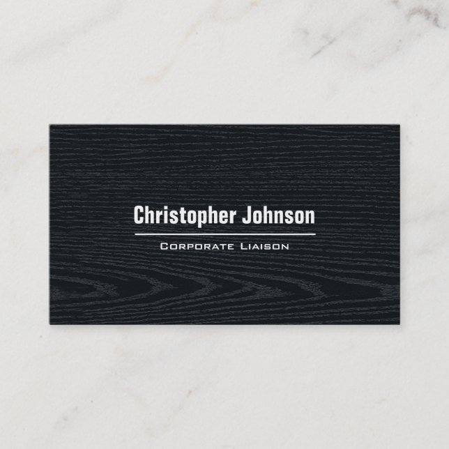 Black Wood Modern Professional Business Card (Front)