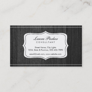 Black Wood Monogram Elegant Subtle Vintage Business Card