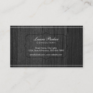 Black Wood Monogram Elegant Subtle Vintage Business Card