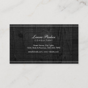 Black Wood Monogram Elegant Subtle Vintage Business Card