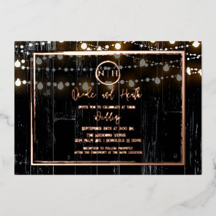 Black Wood & String Lights Elegant Rustic Wedding