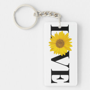Black Word "Love" with Sunflower Key Ring