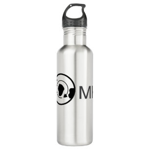 Black world globe add name monogram travel details 710 ml water bottle