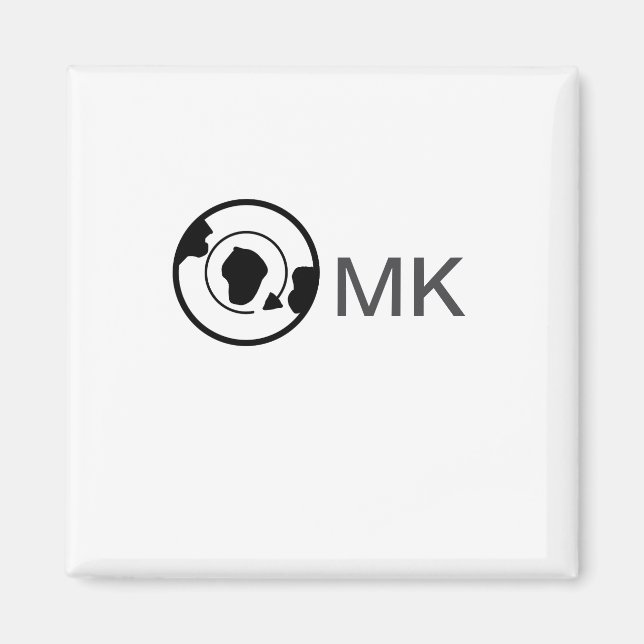 Black world globe add name monogram travel details magnet (Front)
