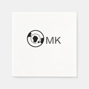 Black world globe add name monogram travel details napkin