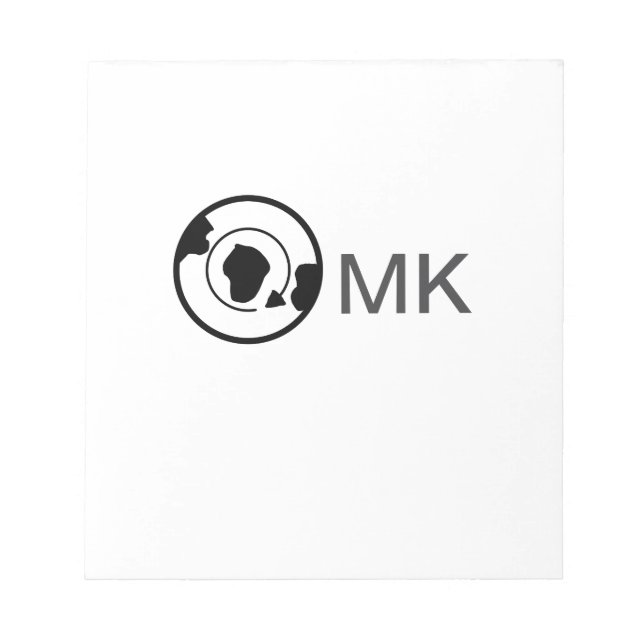 Black world globe add name monogram travel details notepad (Front)