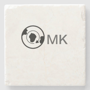 Black world globe add name monogram travel details stone coaster