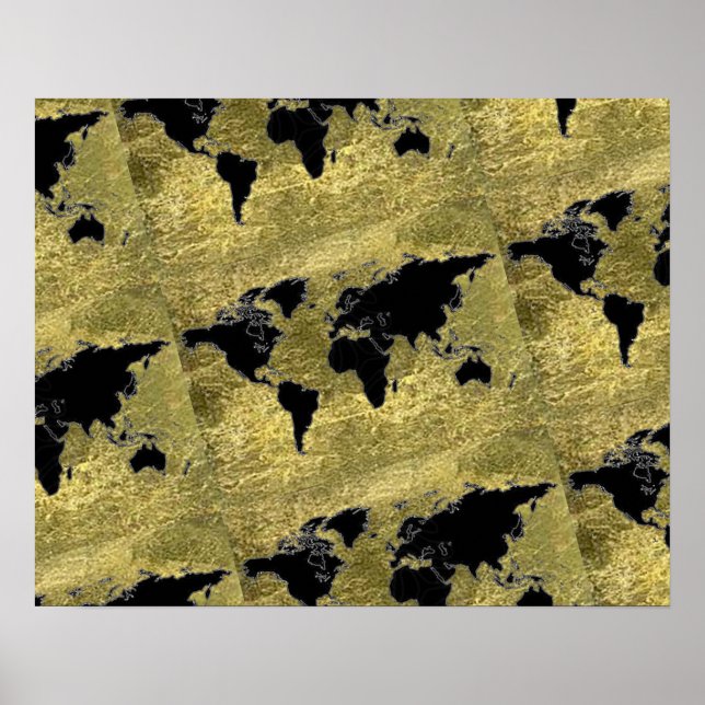 black world map art decor (Front)
