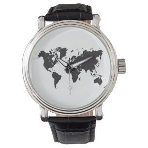 black world map watch