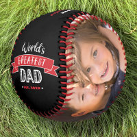 Black World’s Greatest Dad Red Banner Photo Modern