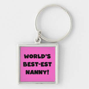 Black World's Best-est Nanny T-shirts and Gifts Key Ring