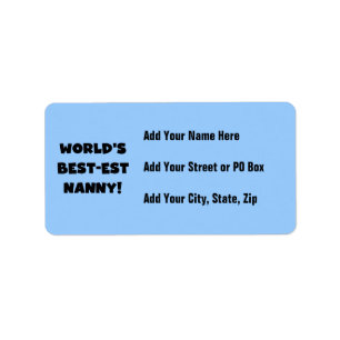 Black World's Best-est Nanny T-shirts and Gifts Label