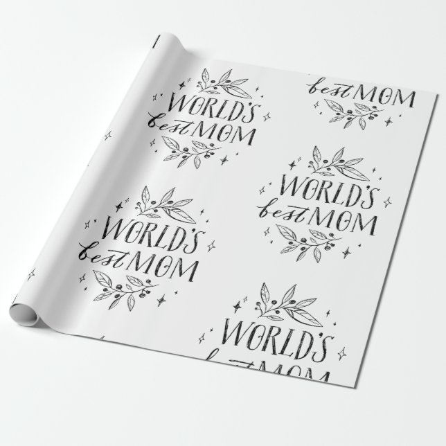 black worlds best mum mothers day wrapping paper (Unrolled)