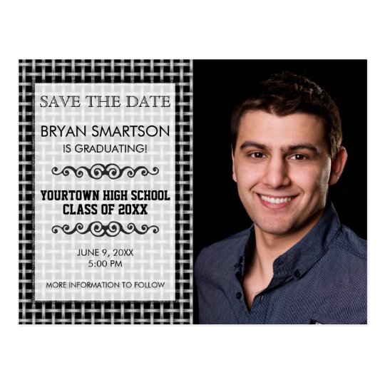 Black Woven Wire Mesh Photo Graduation Postcard
