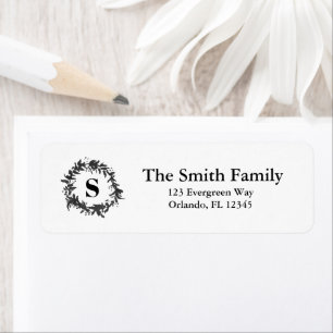 Black Wreath Painting Monogram Return Address