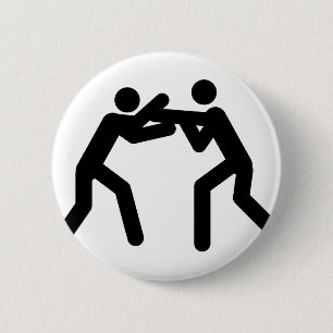 black wrestling sport icon 6 cm round badge
