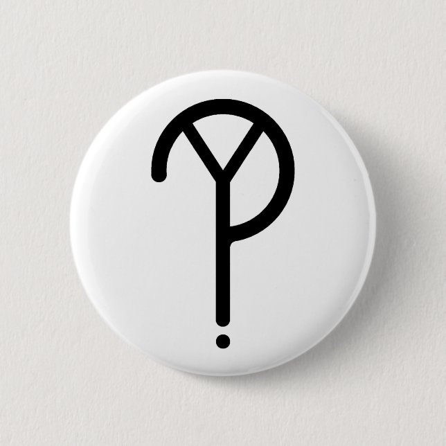 Black Y? Symbol- On White 6 Cm Round Badge (Front)