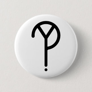 Black Y? Symbol- On White 6 Cm Round Badge