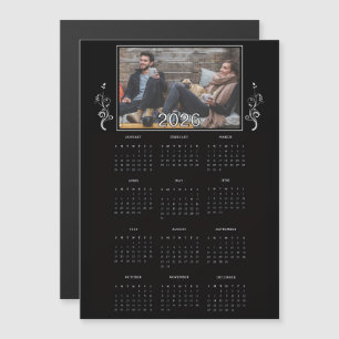 Black Year 2026 Photo Calendar with Foliage 