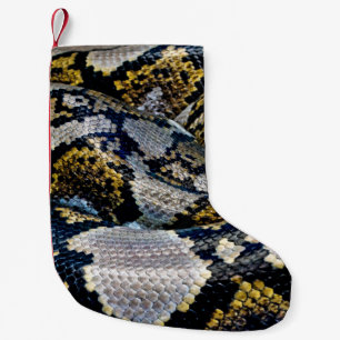 Black, yellow, and gray python small christmas stocking
