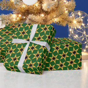 Black Yellow And Green Star Pattern Wrapping Paper