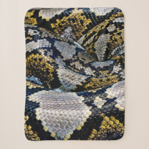 Black, yellow, and grey python sherpa blanket