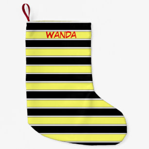 Black, Yellow and White Stripes Christmas Stocking