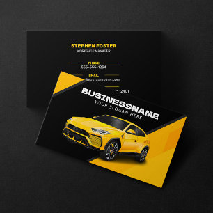 Black & Yellow Automotive Car Detailing Auto Parts Business Card