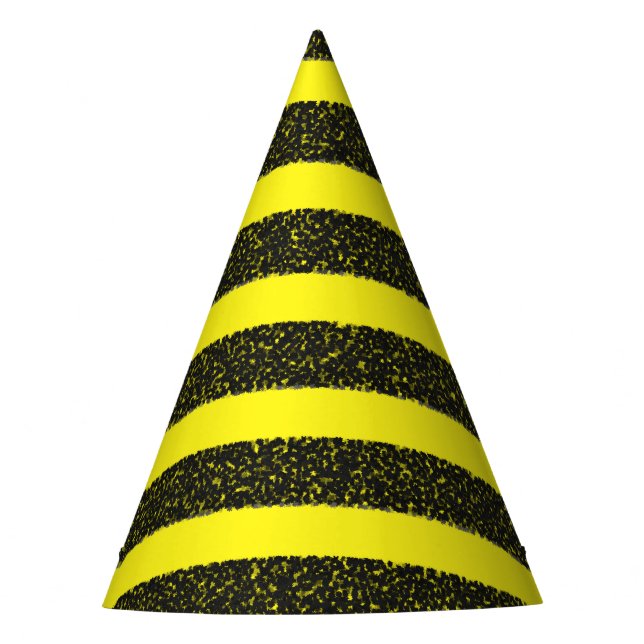 Black, Yellow Bee-Like Stripes Pattern Party Hat (Front)