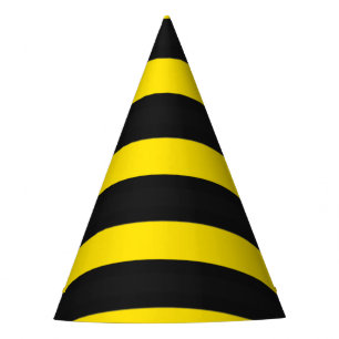 Black/Yellow Bee-Like Stripes Pattern Party Hat