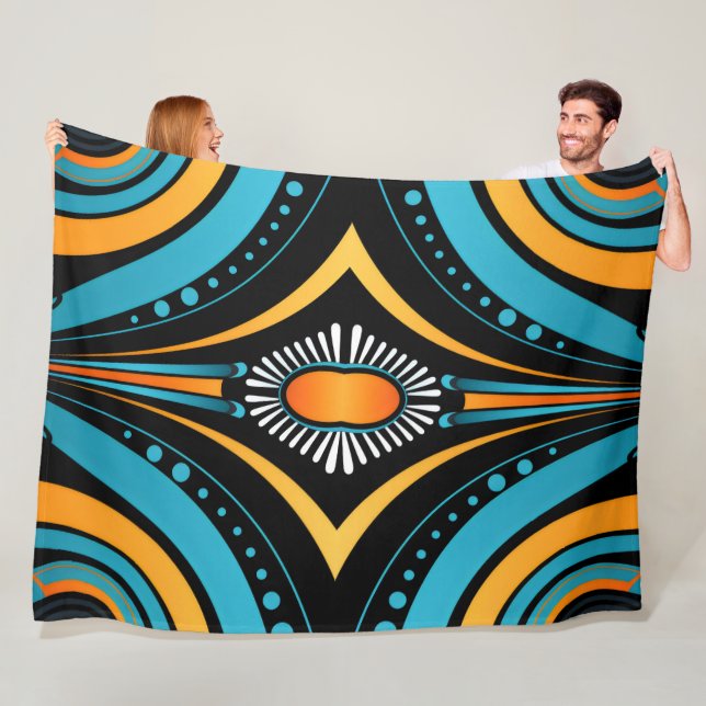 Black yellow blue mos fleece blanket (In Situ)