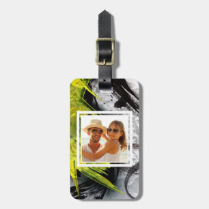 Black & Yellow Brush Strokes Add your Name Luggage Tag