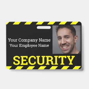 Black & Yellow Caution Security Guard ID Badge
