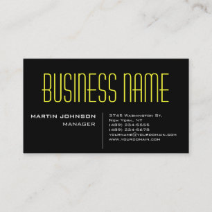 Black Yellow Charming Manager Business Card