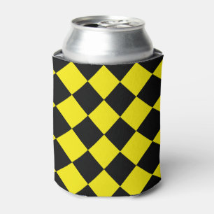 Black & Yellow Checked Can Cooler
